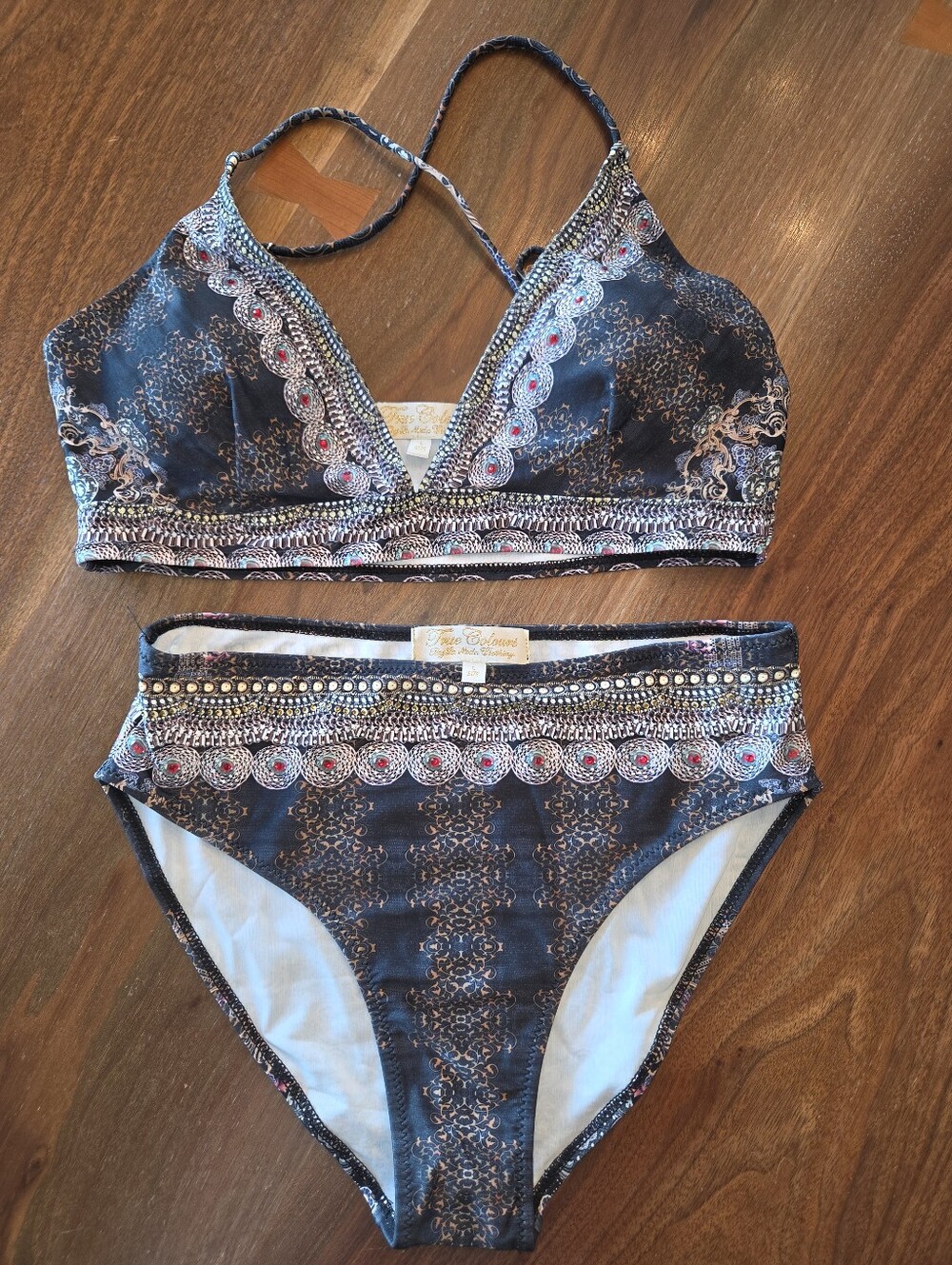 Sea Blossom Blue Patterned Bikini Set - Two-Piece Swimwear